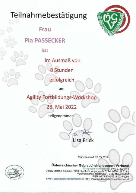 Teilnahmebestätigung