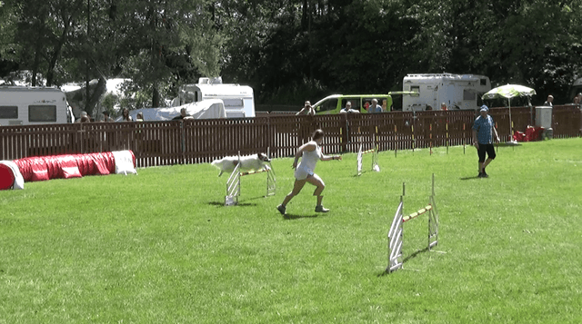 Mara hüpft über eine Hürde (24. Pfingstbrunch 9.6.2019)